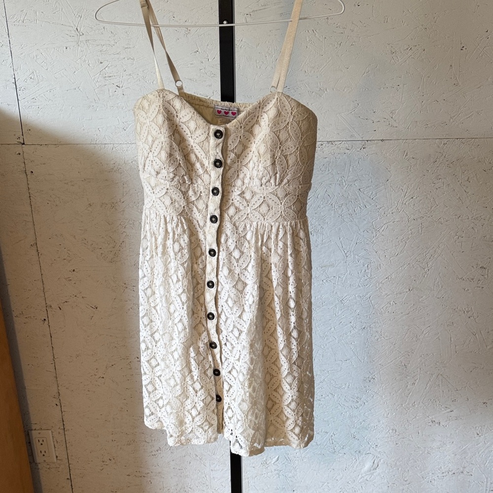 Elegant Cream Lace Button-Down Dress